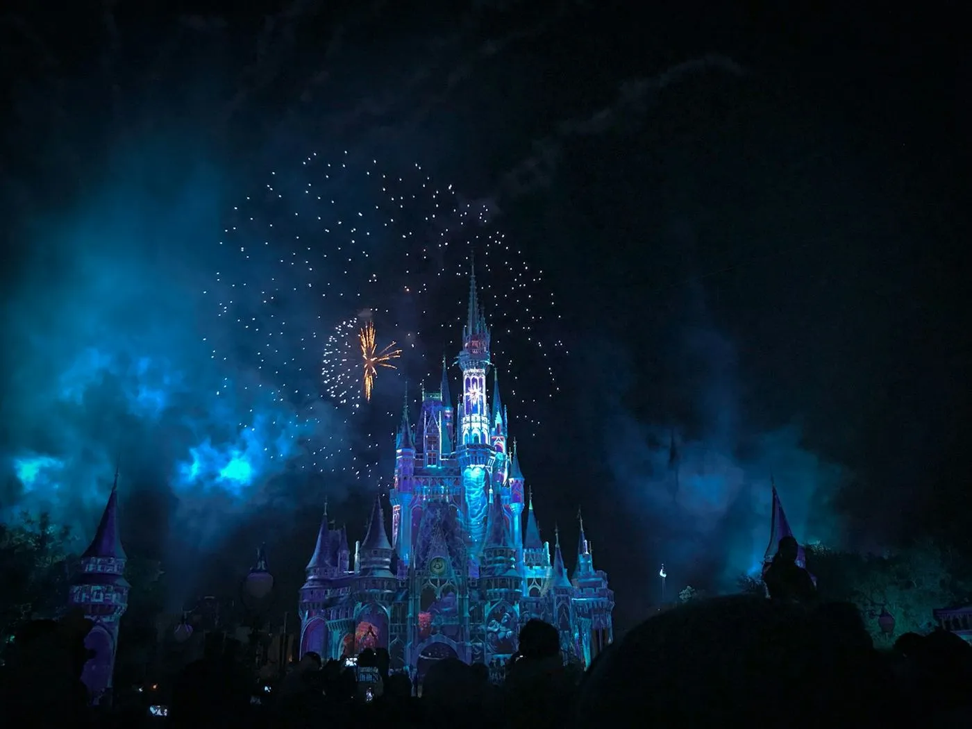 Cinderella Castle lit up at night