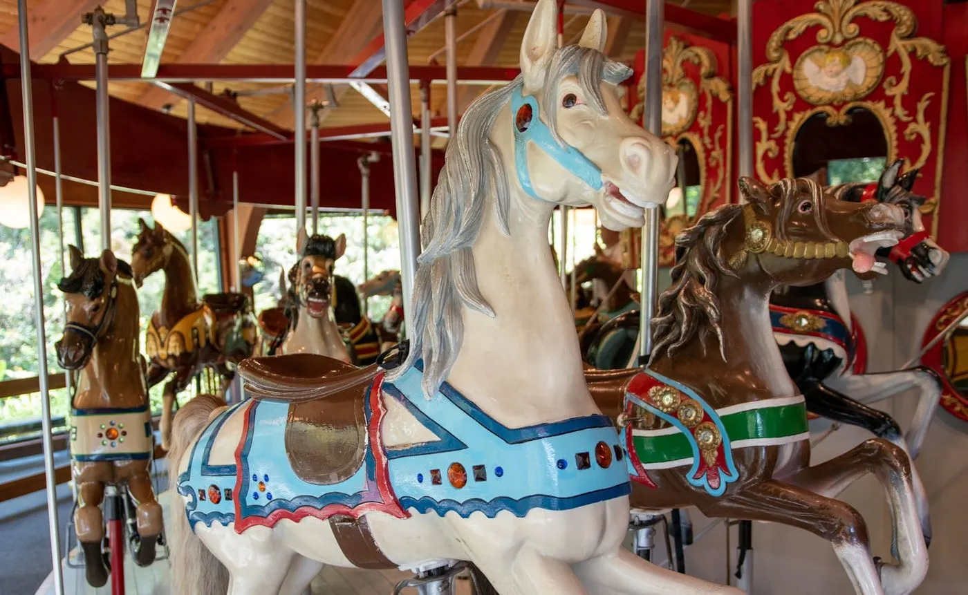 A colorful carousel, a classic ride for little ones